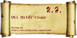 Uti Hiláriusz névjegykártya